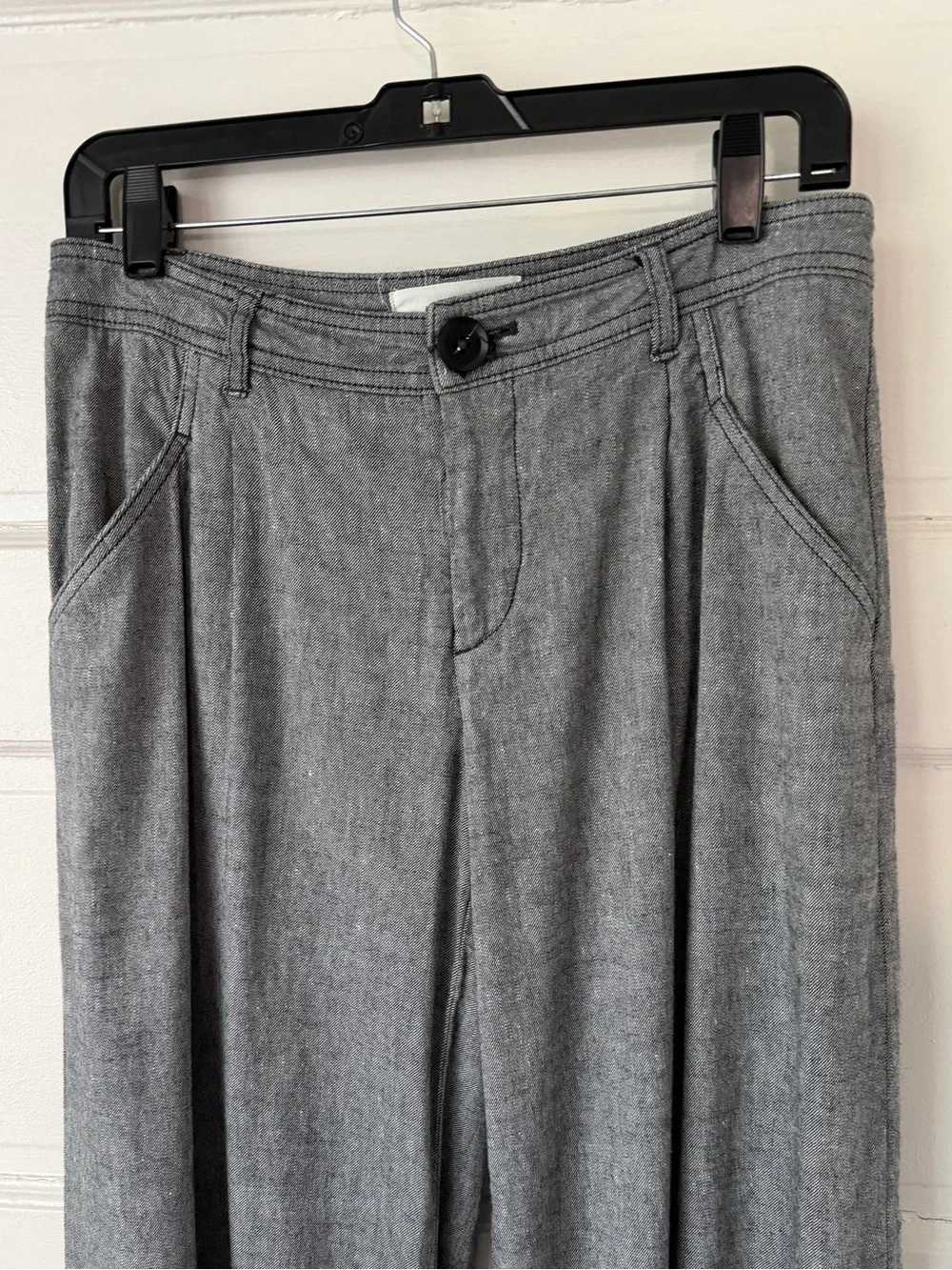 Anthropologie Linen Blend Wide Leg Low Rise Pants Relaxed Fit Minimalist Boho - Picture 7 of 14